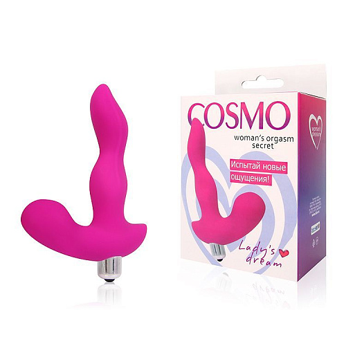 Розовый силиконовый вибромассажёр с отростком Bior toys Cosmo CSM-23121 (10 см)