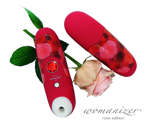 Красный бесконтактный стимулятор клитора Womanizer rose edition 0582166