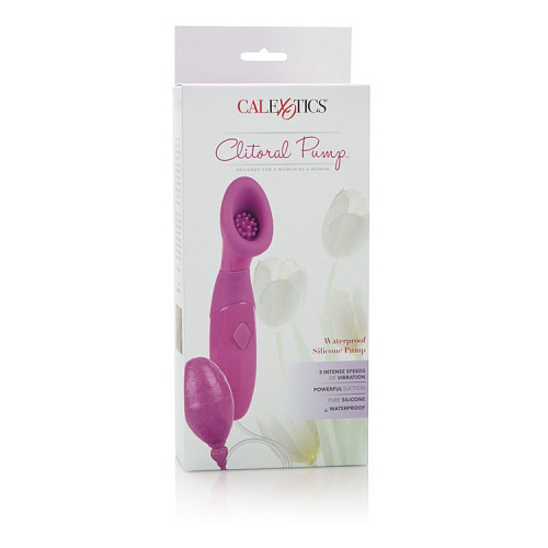 Розовая помпа для клитора с вибрацией California Exotic Novelties Waterproof Silicone Clitoral Pumps SE-0623-70-3