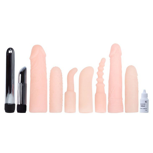 Набор из 2 вибраторов и 7 телесных насадок к ним Baile BW-012001R