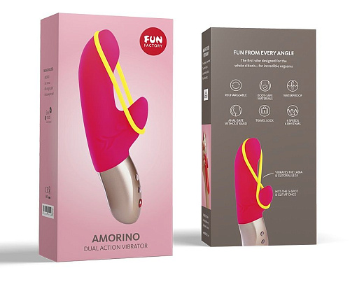 Ярко-розовый мини-вибратор с силиконовой петлёй Fun Factory Amorino 1641836 (17,7 см)