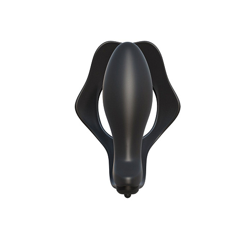 Вибрирующее эрекционное кольцо чёрного цвета с анальным стимулятором Pipedream Rock Hard Ass-Gasm PD5909-23