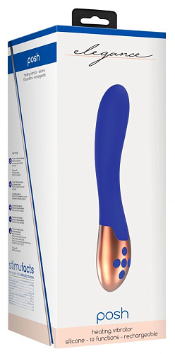 Синий вибратор с функцией нагрева Shots Media BV Posh ELE001BLU (20 см)