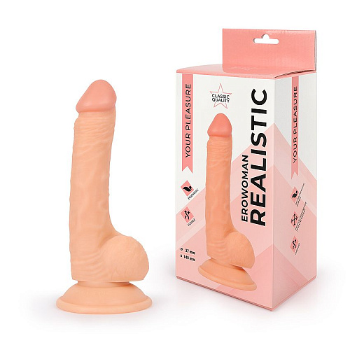 Реалистичный телесный фаллоимитатор Bior toys Erowoman ER-30057