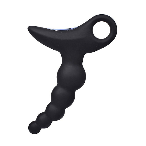 Чёрный силиконовый анальный вибромассажер-ёлочка с колечком-ограничителем Erokay EK-2505