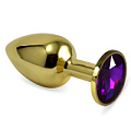 Золотистая анальная пробка с фиолетовым кристаллом Lovetoy RO-GS08 (7,6 см)