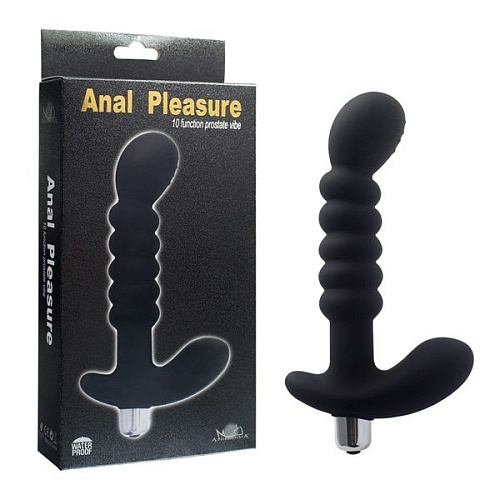 Чёрный рельефный анальный вибростимулятор простаты Howells 188012black (17,5 см)