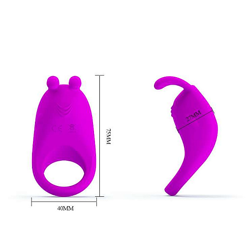 Лиловое эрекционное кольцо с вибрацией Baile Rabbit Vibrator BI-210152-1