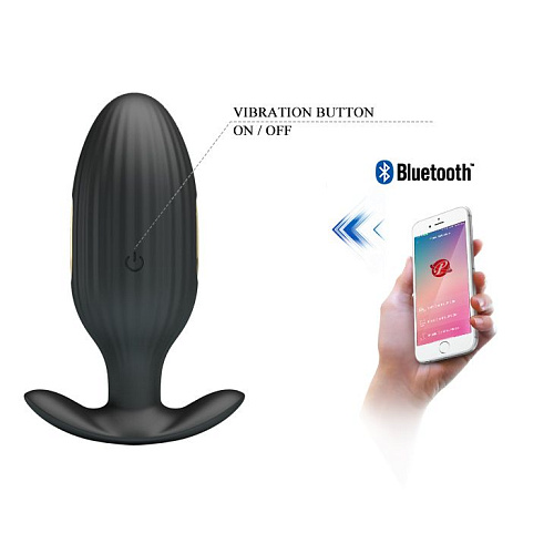 Чёрная анальная вибропробка с электростимуляцией Baile Jefferson BI-040083HP (9,2 см)