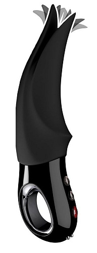 Чёрный вибратор с раздвоенным кончиком Fun Factory Volta Black Line 1141808 (18,9 см)
