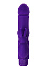 Фиолетовый вибратор с утолщением посередине и клиторальным зайчиком A-toys 761028 (18 см)