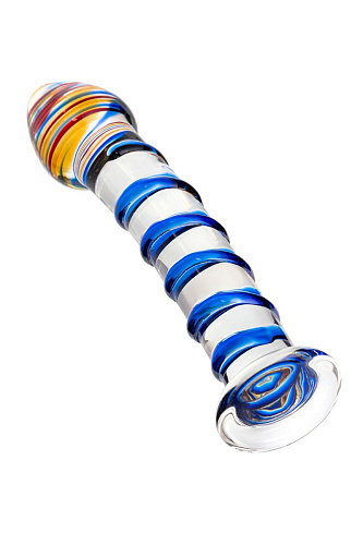 Прозрачный фаллос из стекла со спиралью по телу Sexus 912069