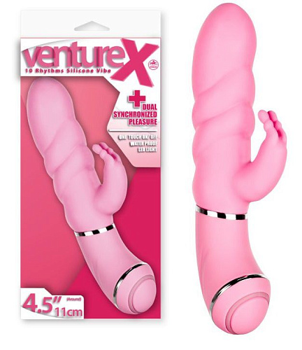 Розовый вибратор с клиторальным стимулятором NMC FPBG071A00-027 (11,4 см)