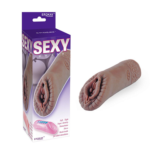 Коричневый мастурбатор Erokay Sexy Pussy with Beads Tube EK-2301BR