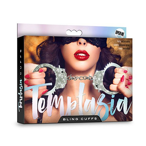 Серебристые наручники со стразами Blush Novelties Bling Cuffs BL-55500