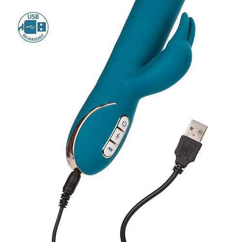 Бирюзовый вибратор с изогнутой головкой California Exotic Novelties Jack Rabbit Signature Silicone Rocking G Rabbit SE-0609-20-3 (20 см)