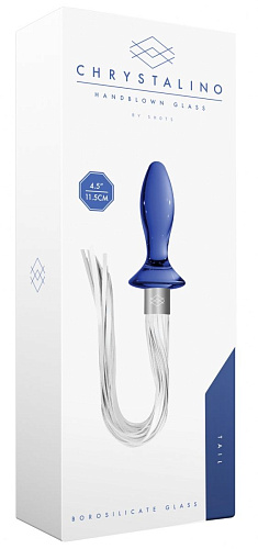 Синяя анальная пробка-плеть с белыми хвостами Shots Media BV Tail CHR020BLU