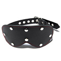 Чёрная кожаная маска на глаза с серебристой фурнитурой Allure Lingerie 1017XO