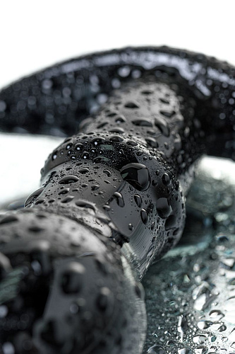 Чёрная стеклянная анальная втулка с ограничителем Sexus Glass 912302 (11,5 см)