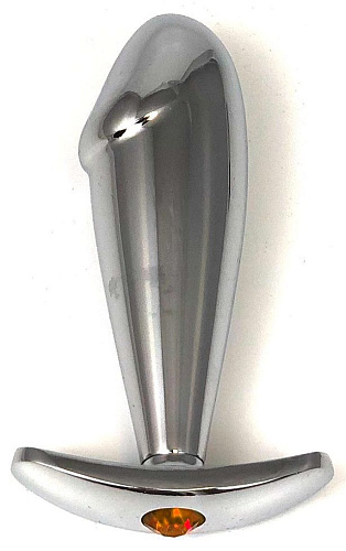 Серебристая пробка-фаллос с оранжевым кристаллом-сердцем Vandersex 400-RO (9,5 см)