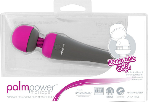 Вибромассажёр чёрно-розового цвета BMS Factory PalmPower Massager 30528 (19,2 см)