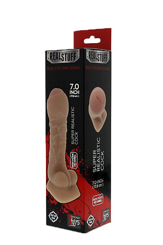 Телесный фаллоимитатор с полузакрытой головкой Dream Toys REALSTUFF REAL FEELING DONG UNCUT 7INCH 21047 (17,8 см)