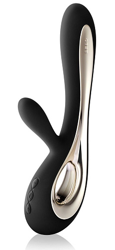 Чёрный вибратор с клиторальным отростком Lelo Soraya Black LEL1594 (22 см)