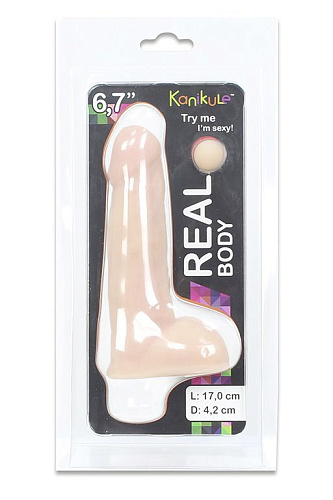 Фаллическая насадка телесного цвета на пояс Harness с мошонкой Kanikule KL-861202 (17 см)