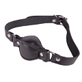 Чёрный кожаный кляп на регулируемых ремешках Sitabella 3093-1