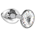 Малая серебристая анальная пробка с прозрачным кристаллом Lola toys Diamond Clear Sparkle Small 4009-01Lola (7 см)