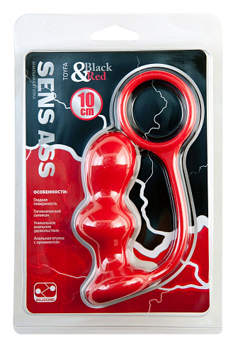 Красная анальная втулка с кольцом ToyFa 901344-9 (10 см)