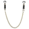 Серебристые с чёрным зажимы для сосков на цепочке Pipedream Nipple Barrel Clamps PD3627-00