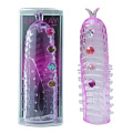 Фиолетовая насадка на пенис с усиками на головке и бусинами Erokay EK-2223PR