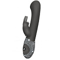Чёрный вибратор со стразами на рукояти The Rabbit Company The G-spot Rabbit TRC-002BLKBLING (22 см)