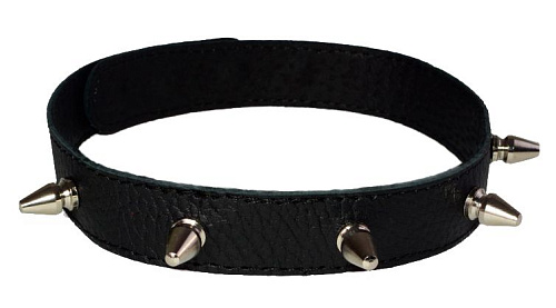 Узкий чёрный ошейник с шипами Sitabella 3102-1