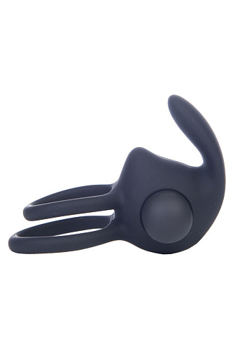 Чёрное эрекционное кольцо с вибрацией и подхватом мошонки Lovetoy LV1427-black