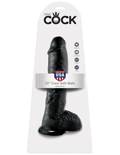 Реалистичный чёрный фаллоимитатор-гигант Pipedream 10 Cock with Balls PD5509-23 (25,4 см)