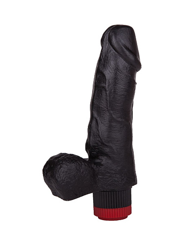 Чёрный виброфаллос с мошонкой LOVETOY (А-Полимер) 411700 (15,5 см)