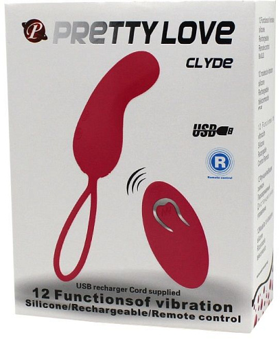 Розовое виброяйцо с пультом ДУ и 12 видами вибрации Baile Clyde BI-014236-1