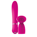 Ярко-розовый вибратор с насадкой-щеточкой для стимуляции клитора NS Novelties INYA Blossom NSN-0553-24 (17 см)