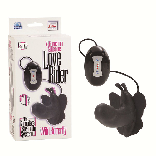 Силиконовый чёрный вибратор-бабочка California Exotic Novelties LOVE RIDER SE-0582-15-3