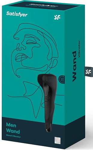 Чёрный нереалистичный мастурбатор с вибрацией Satisfyer Men Wand J2018-27-9
