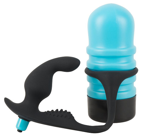 Чёрно-голубой мастурбатор с чёрной анальной вибровтулкой Orion The Surge 0592838