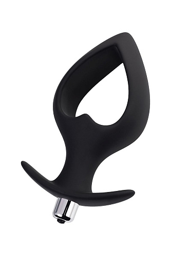 Чёрная вибровтулка с полой серединой в виде сердечка POPO Pleasure Cordis L 731437 (17 см)