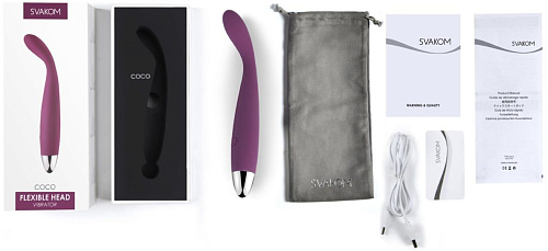 Фиолетовый гибкий тонкий вибратор для G-стимуляции Svakom Coco SG02-VNT (18,2 см)