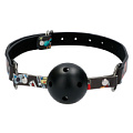 Чёрный кляп-шарик Shots Media BV Breatheable Ball Gag Old School Tattoo Style OU445BLK