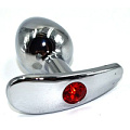 Серебристая анальная пробка для ношения из нержавеющей стали с красным кристаллом Kanikule AP-AL034-SR (8 см)