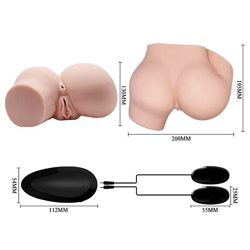 Телесный полуторс с двумя любовными тоннелями и вибрацией Baile BM-009204Z-1