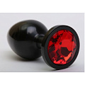 Чёрная анальная пробка с красным стразом 4sexdreaM 47411-2 (8,2 см)