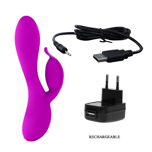 Лиловый вибромассажер со стимуляцией клитора Baile Philip BI-014225 (19,3 см)